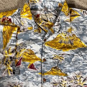 The Territory Ahead Mens XL Tropical Island Sailboat Cotton Button Down Shirt